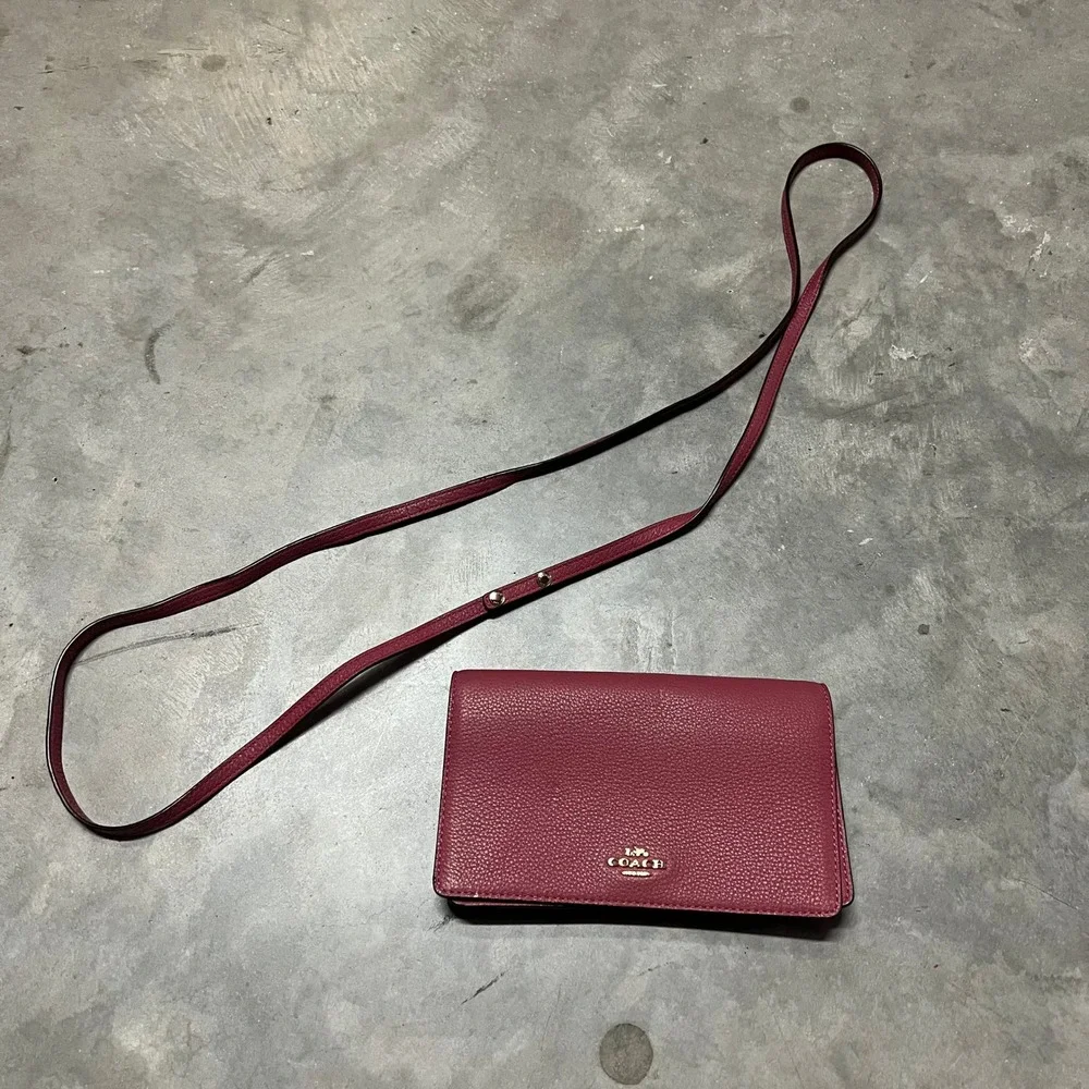 READ Coach Hayden Foldover Crossbody Clutch Pink Pebbled Leather Gold Bag